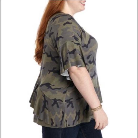 Fever Ruffle Front Slub Knit Top Size 1X - Picture 3 of 9